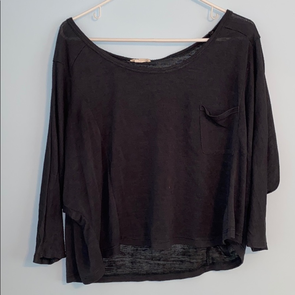 Dark blue crop top 3/4 sleeve